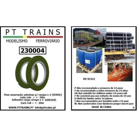 PT TRAINS 230004 - Cinghie di carico (cargo straps), verde, H0.