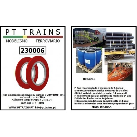 PT TRAINS 230006 - Cinghie di carico (cargo straps), rosso, H0.