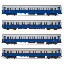 Rivarossi HR4324 - FS, set di 4 carrozze TRENO AZZURRO, DC, ep. IIIb.