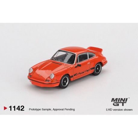 MINI GT MGT1142 - Porsche 911 Carrera RS 2.7 Tangerine with Black Livery, 1:64.
